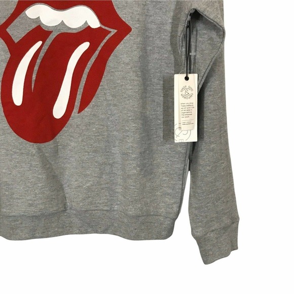 Treasure & Bond Womens Gray Graphic Rolling Stones Pullover Sweatshirt Size XS - Picture 8 of 10